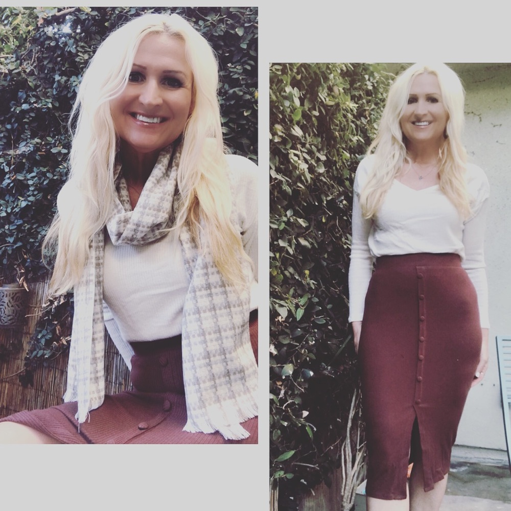 ☕️Brown Ribbed Midi Pencil Skirt 🤩 - Picture 3 of 5